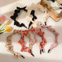 Retro French autumn and winter hair hoop female bow hair card winter headdress thin forest Princess wind bundle