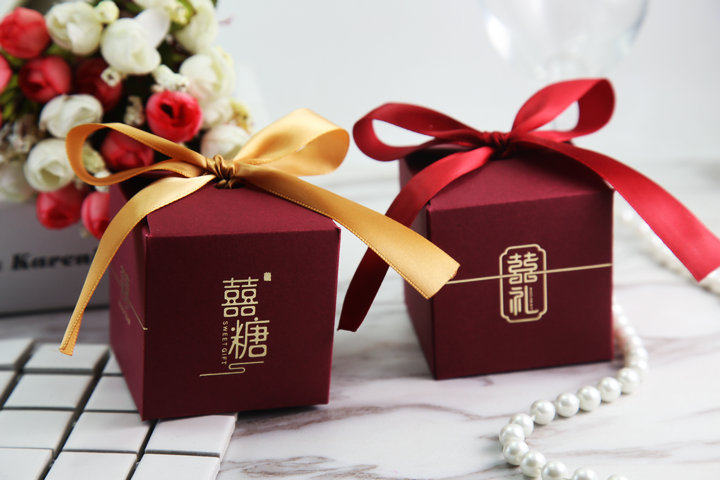 婚礼糖盒新款红色结婚喜糖盒子ins风森系国风风礼盒装纸盒小