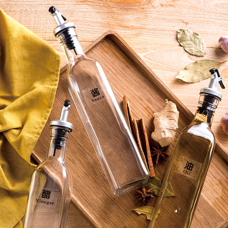 玻璃油瓶防漏油壶酱油麻油大号调料瓶玻璃香油瓶醋壶酱厨房油瓶_7折
