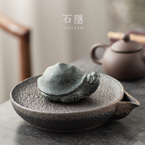 Stone hidden dragon tortoise turtle handmade green stone tea pet ornaments