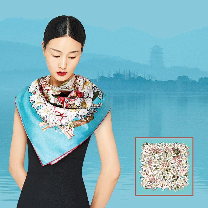 万事利围巾夫人礼丝瓷套装20国礼丝绸丝巾礼品方巾围巾女披肩两用