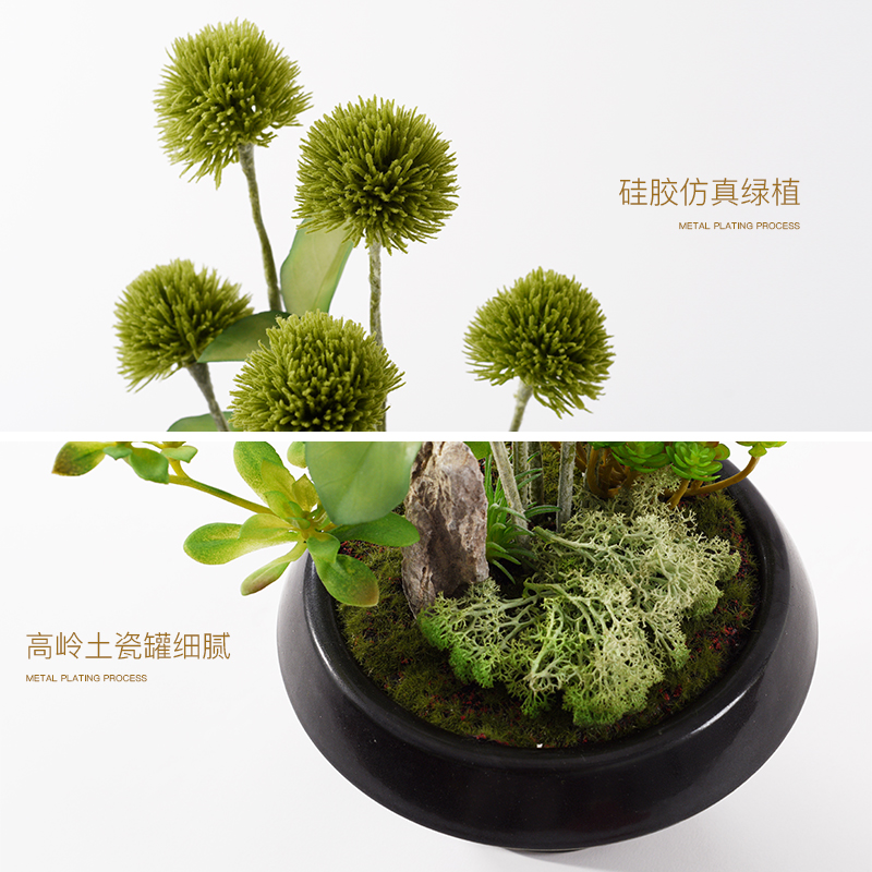 New Chinese style originality simulation plant bonsai rockery green plant flower art ceramics example room study soft adornment is placed