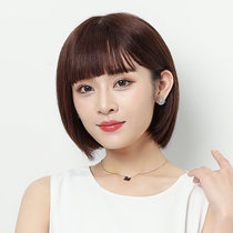 Wig Womens short hair bobo air bangs Medium long real hair Womens full head hood bobo hair type