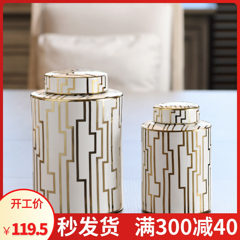 New Chinese style of jingdezhen ceramic light storage tank key-2 luxury gold furnishing articles study of New Chinese style porch sitting room adornment