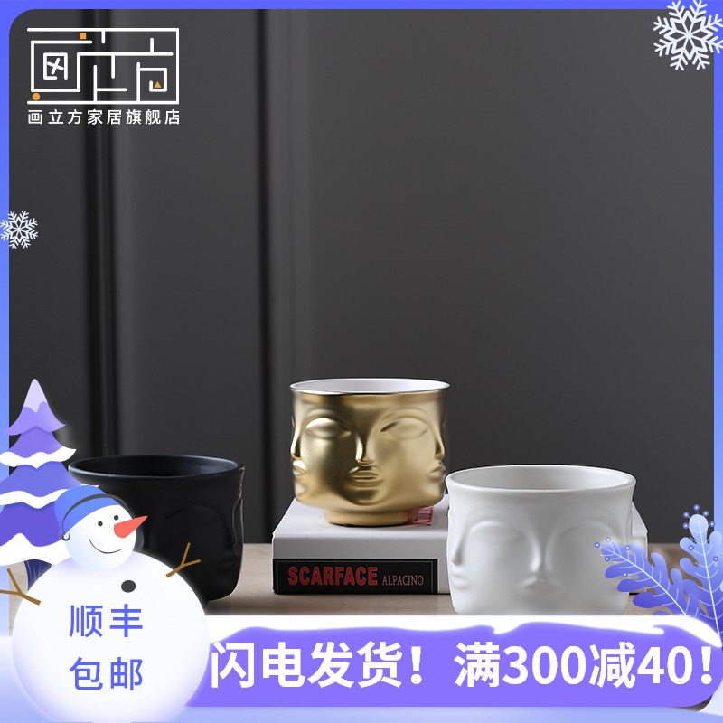Light painting cubic Nordic face much ceramic vases, flower arranging furnishing articles contracted sitting room table soft adornment ornament