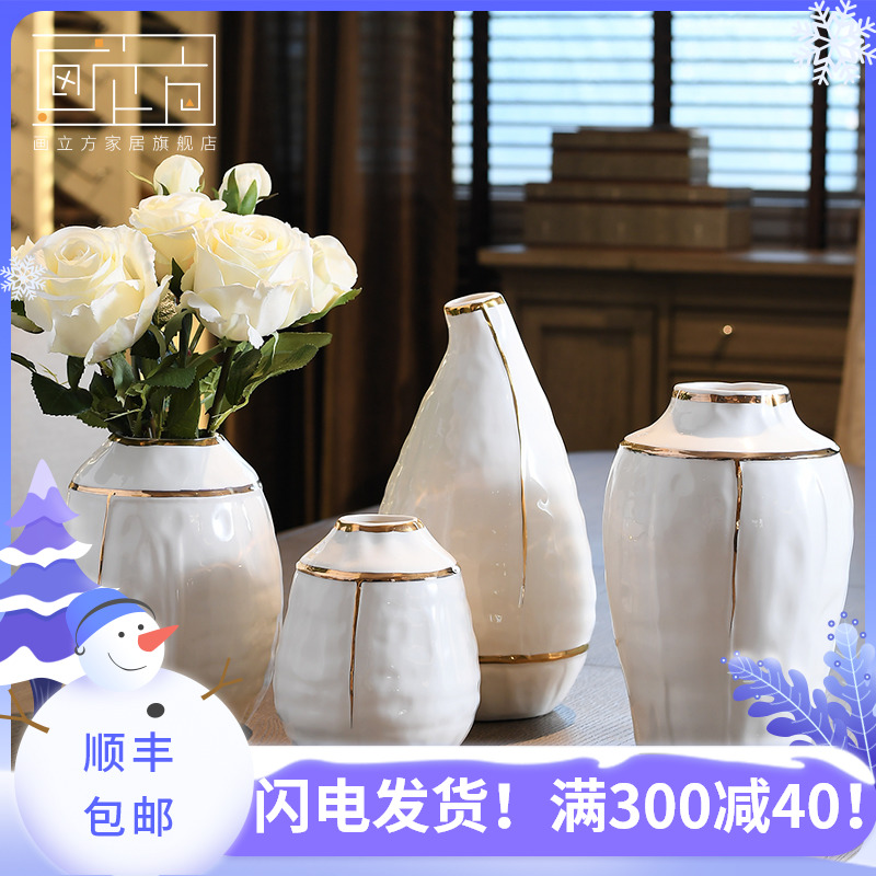 Ceramic cubic European vase large sitting room flower arranging dried flower vase creative I household adornment furnishing articles