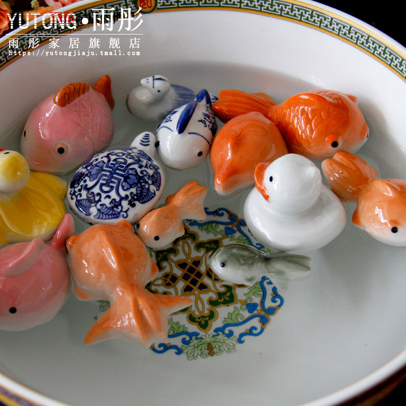 Ceramic duck fish swim world 】 【 the tortoise is home small goldfish furnishing articles can float in water tank and lovely