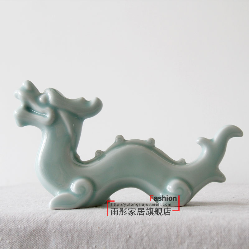 Ceramic shadow cyan dragon furnishing articles study the desktop bijia paperweight pressure by hand made the sitting room porch decoration