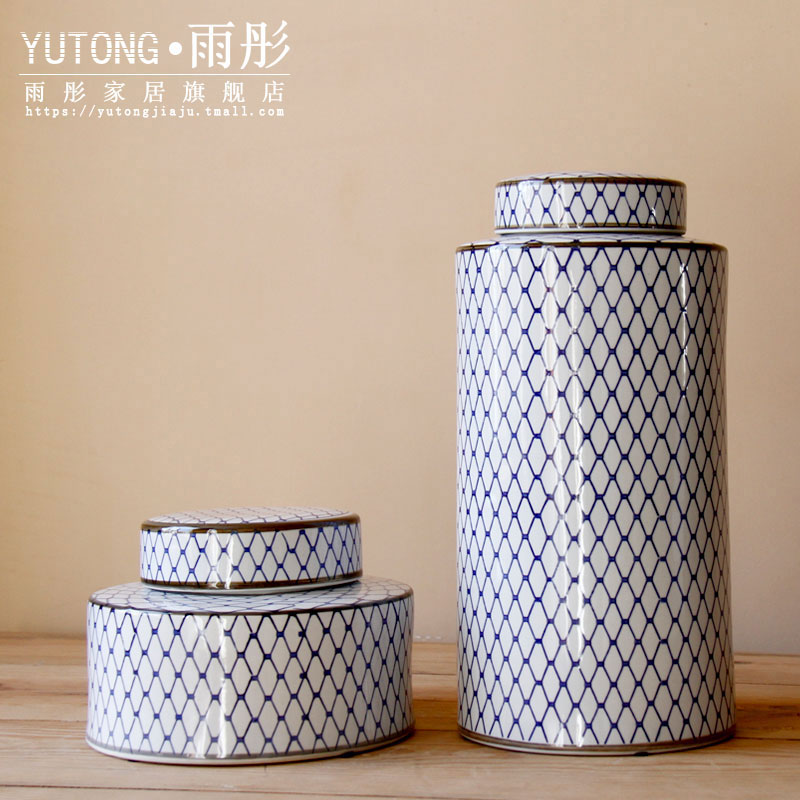 Gold - plated ceramic vase of blue and white porcelain ceramic household act the role ofing is tasted furnishing articles ceramic pot sitting room villa example room