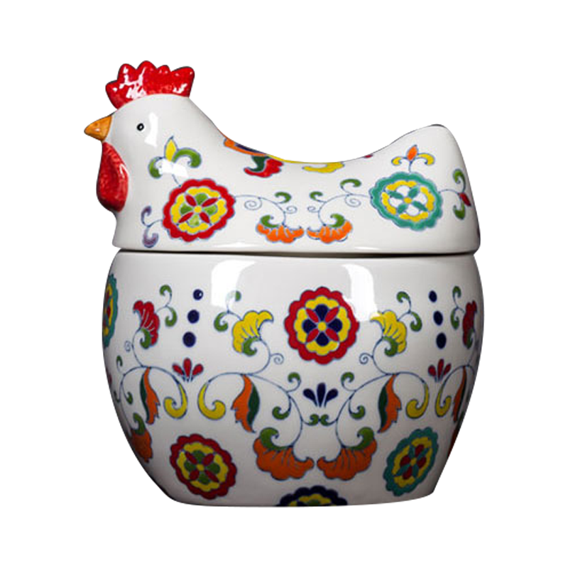 Ceramic chicken place jingdezhen porcelain creative European painting home sitting room adornment snacks seal storage tank