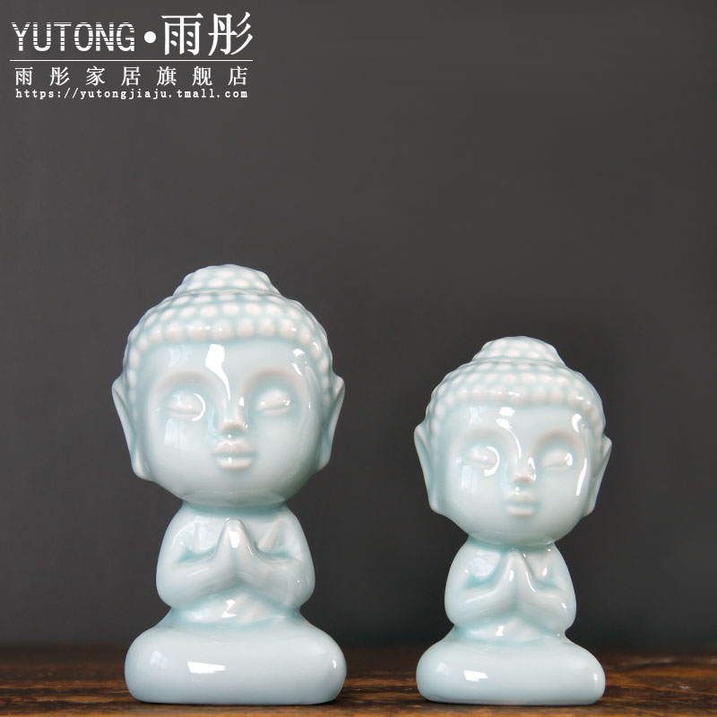 Celadon ceramic zen zen furnishing articles, the young monk express boutique zen the boy lovely Buddha study home