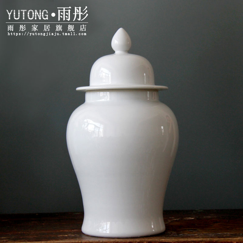 Jingdezhen ceramic general single glaze hand white tank contracted modern furnishing articles storage tank ceramic decoration