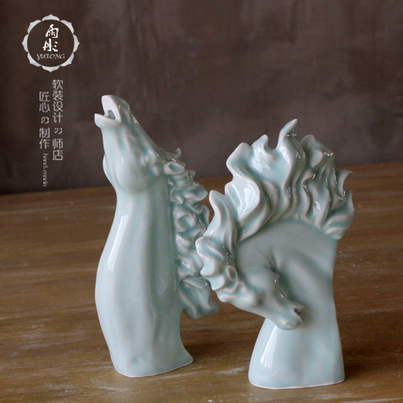 Ceramic horsehead shadow celadon manual shadow celadon home furnishing articles furnishing articles of jingdezhen ceramics decoration