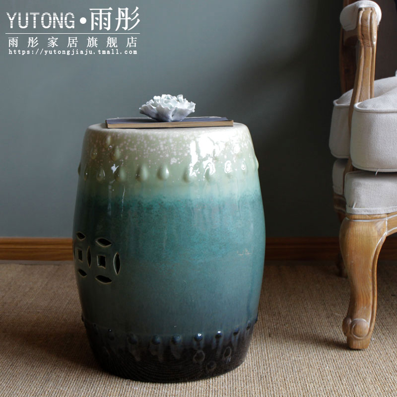 Jingdezhen ceramic furnishing articles of new Chinese style drum who round gradients cold pier sitting room sofa tea table dressing table who