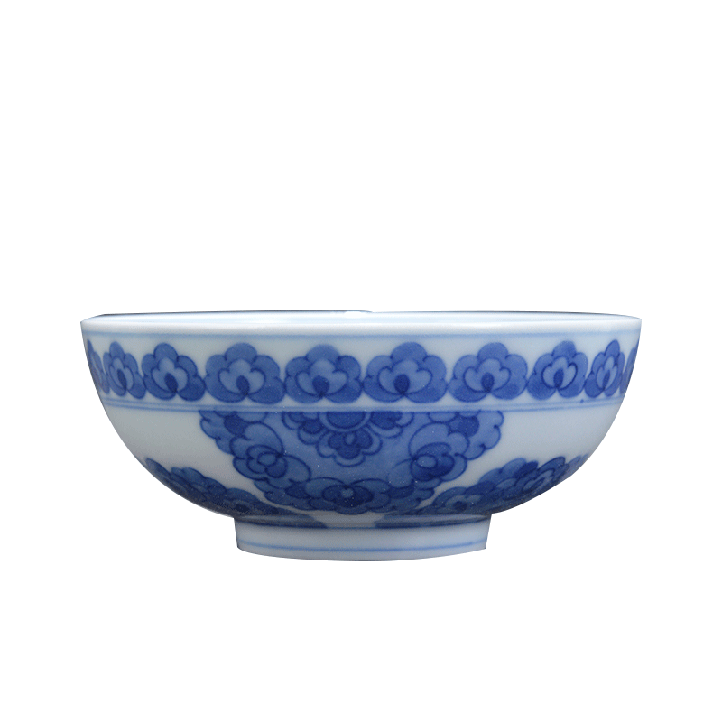 Jingdezhen spring auspicious jade JingDe spring breeze auspicious jade hand - made treasure phase of blue and white porcelain flowers flat bowl sample tea cup