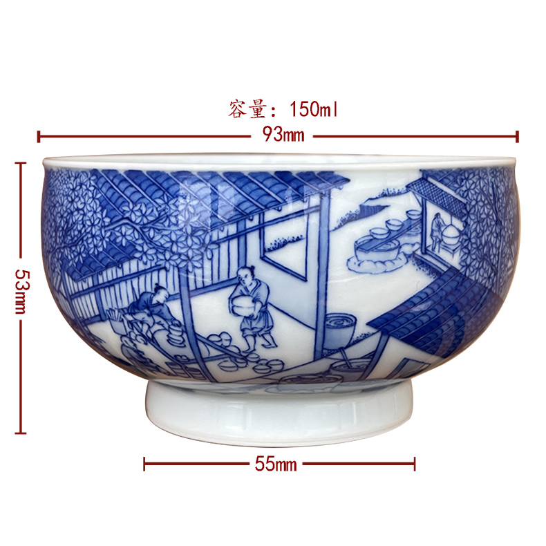 Jingdezhen sleep mountain hidden up to admire Jane with blue and white heavy porcelain making figure figure cylinder cup mold