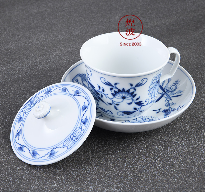 German mason mason meisen porcelain blue onion tureen tea cups and saucers set tea service