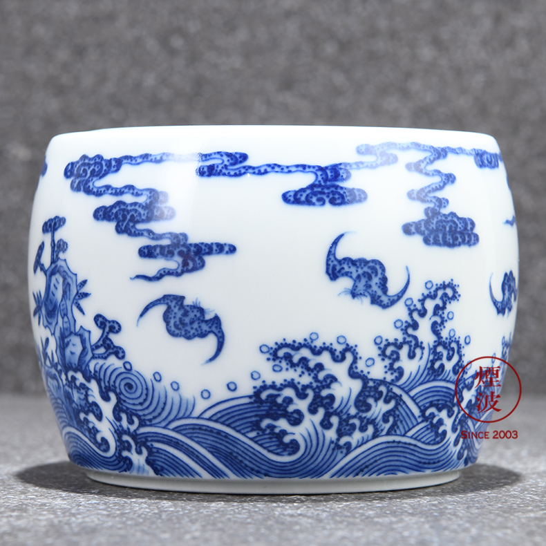 Jingdezhen sleep mountain hidden hand - made porcelain up section shou fortuna 's movement of grain tea canister storage tank