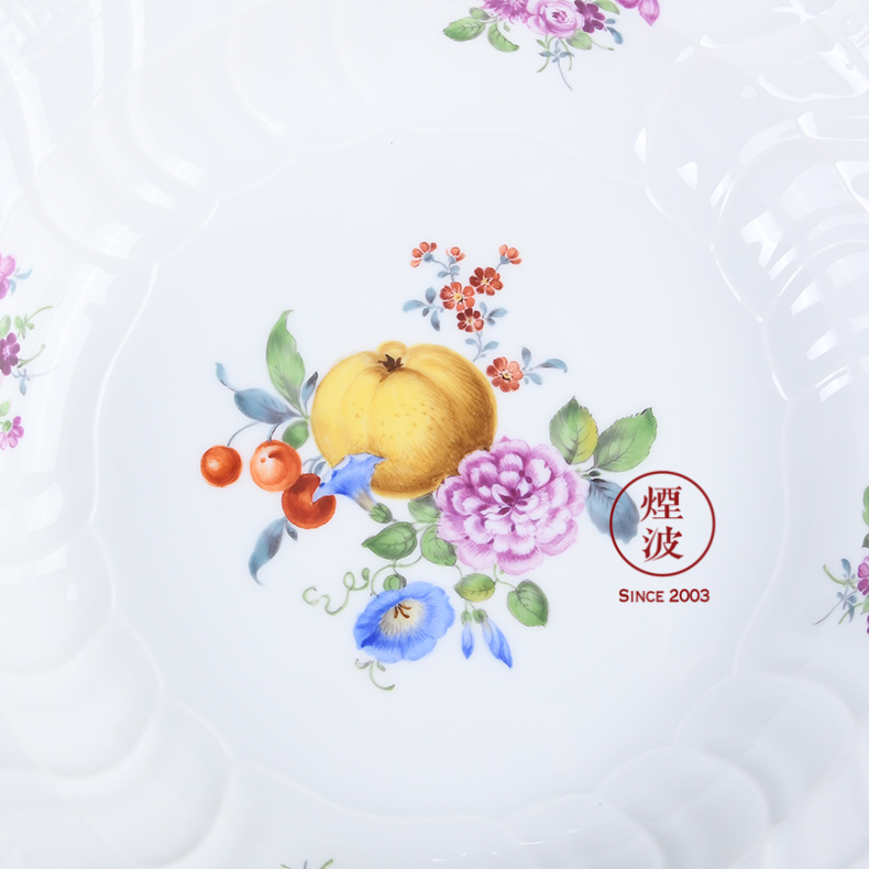 German mason MEISSEN porcelain new clipping paint color fruit flowers series plate deep dish bowl