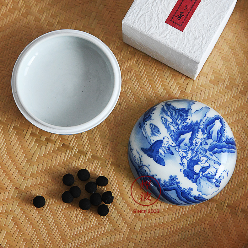 Jingdezhen made lesser collection with lesser RuanDingRong characters (the Buddha) inkpad box porcelain incense box