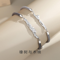 Original oak with wood cotton lovers Hand ropes ins small crowddesign Mori Bracelet Pure Silver Creative Valentines Day