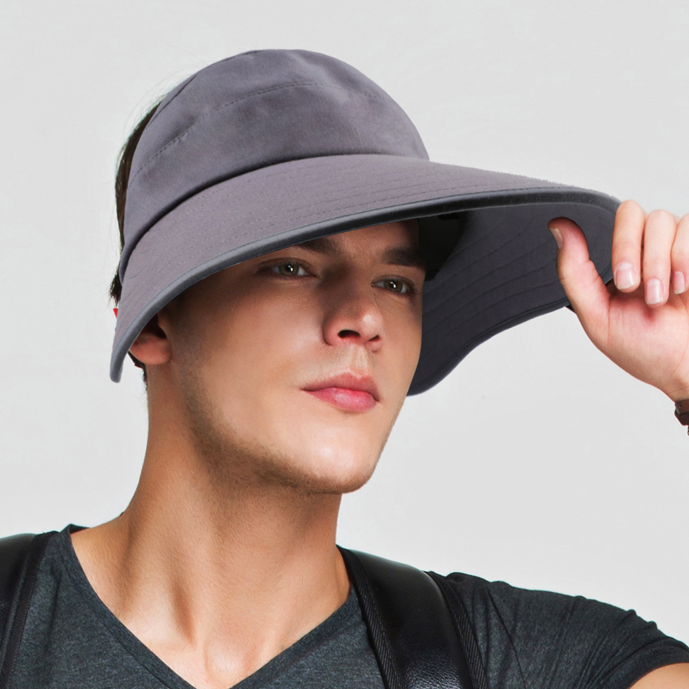 遮阳帽男夏季防晒太阳帽户外骑车遮脸帽防紫外线登山帽大沿钓鱼帽