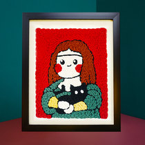 Pike Embroidery Pier Embroidery Mona Lisa and Cat Material Bag Couple Creative Gifts Beginner Wool Embroidery