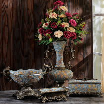 European-style retro creative multi-function tissue box Fruit plate ashtray vase flower arrangement set living room coffee table decoration