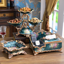 European-style creative living room three-piece American multi-function tissue box classical household luxury retro paper box decoration
