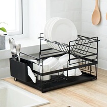 Kitchen bowl rack drain rack Double-layer dish rack for bowls and chopsticks storage box Household drying bowl storage basket storage rack