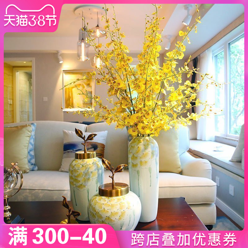 Europe type TV ark, adornment of new Chinese style ceramic vase furnishing articles dried flowers flower arrangement sitting room porch ark, desktop decoration