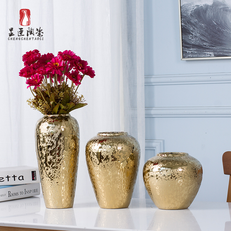 Modern European contracted sitting room place dry flower vases, flower arrangement home decoration of jingdezhen ceramic vases, small ornament