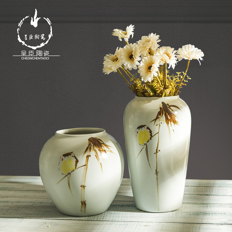 Modern European contracted sitting room place dry flower vases, flower arrangement home decoration of jingdezhen ceramic vases, small ornament