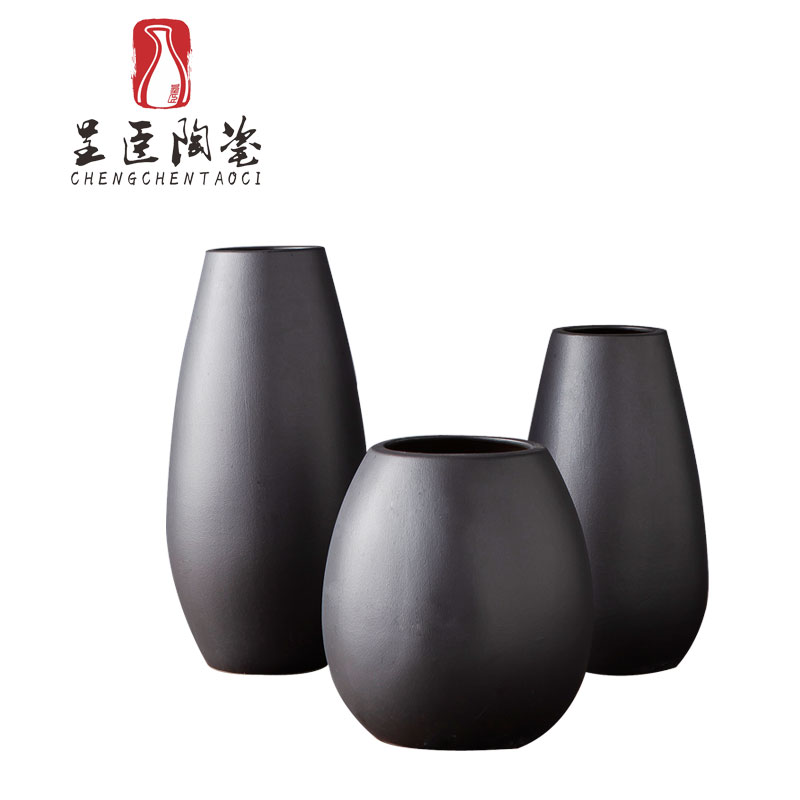 Sitting room is contracted modern ceramic floret bottle, black flower arranging porch place jingdezhen bedroom adornment dried flower vase