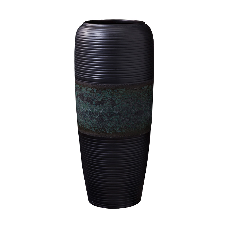 Jingdezhen ceramic furnishing articles large ground vase dried flower black modern new Chinese style porch home sitting room adornment