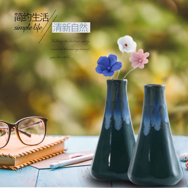Jingdezhen ceramic hanging vases flower arranging furnishing articles I and contracted sitting room small and pure and fresh Nordic TV ark, adornment