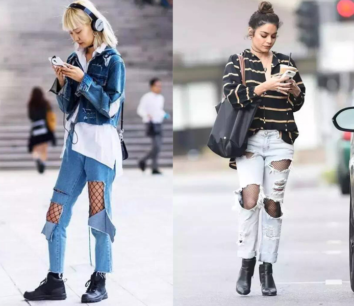 今年渔网袜要和牛仔裤结婚了!