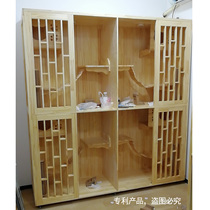 Cat villa solid wood luxury cat cage cat cabinet cat house cat apartment custom glass display cabinet luxury double-layer three-layer