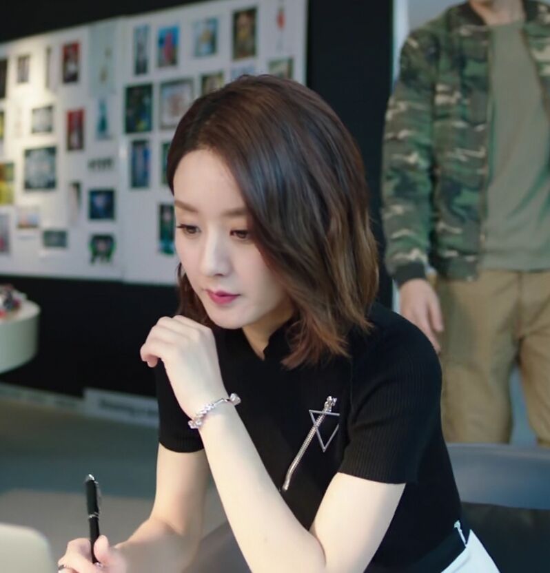 你和我的倾城时光林浅赵丽颖同款衣服黑色半高领短袖打底针织衫