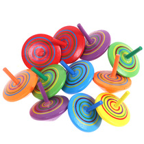 Wooden small gyro desktop decompression wooden toy rainbow small gyro activity promotion small gift giveaway hot sale