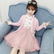 girls' suit skirt autumn 2022 new western style children's trendy sweater skirt girls long sleeve dress