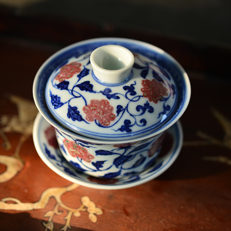 Offered home - cooked in hand - made porcelain lotus only three tureen youligong tangled branches of jingdezhen ceramic tea cup tea bowl