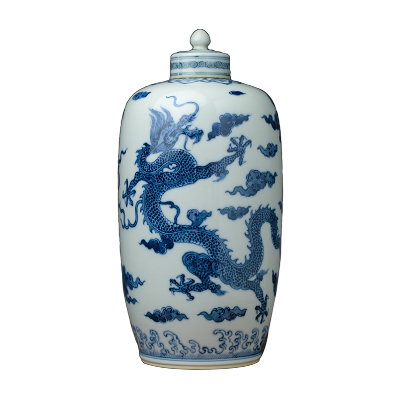 Offered home - cooked ju long blue and white shoulder length up the controller satisfied water bottles of jingdezhen dragon the lantern manually place vase