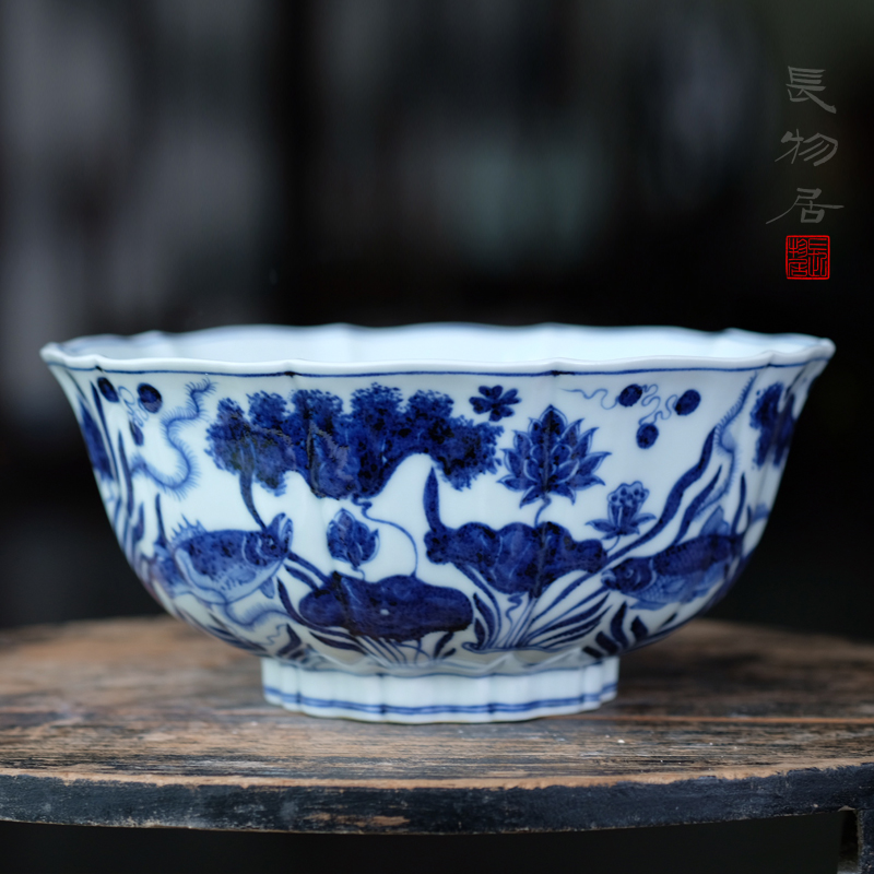 Offered home - cooked imitation jintong hand - made mackerel in algal lines 10 leng ling expressions using big bowl of jingdezhen manual archaize ceramic bowl