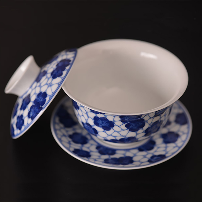 Offered home - cooked at flavour hand - made may only three tureen tea cups jingdezhen blue and white ice archaize ceramic tea set tea bowl