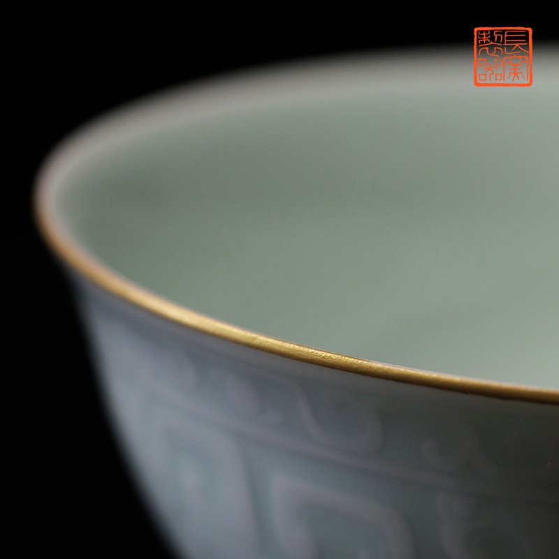 Offered home - cooked ju long up controller shadow green see colour meander small bowl carved beast jingdezhen antique ceramics by hand