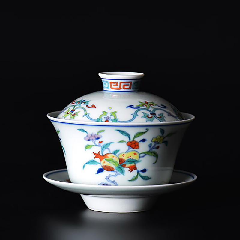 Offered home - cooked hand - made color bucket in only three tureen archaize of jingdezhen ceramics cover cup tea bowl of tea cups