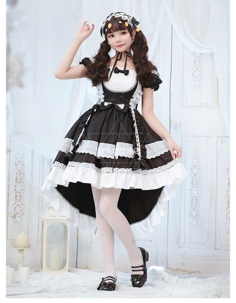 原创黑白女仆服装cosplay洋装女装大佬lolita哥特燕尾服女佣装