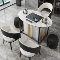 Balcony light luxury tea table and chair combination Home office Kung Fu tea table Simple modern rock board tea table tea table