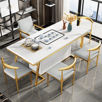 Rock board tea table and chair combination Modern simple tea table Light luxury household balcony tea table tea set one-piece office